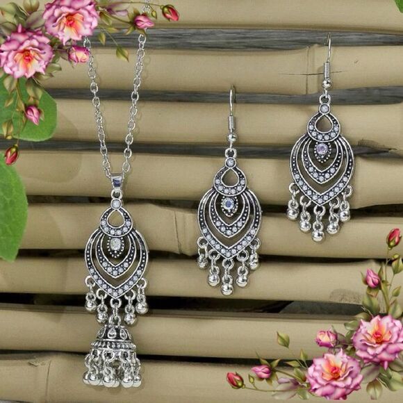 3pcs/set Rhinestone Decor
Jhumka Jewelry Set - Picture 15 of 16